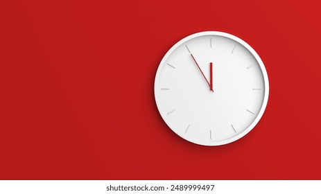 White clock on red background. Time is running out concept. Last chance. Deadline pressure. Isolated. 3d illustration.