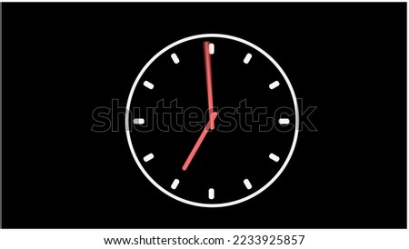 White clock with red hands on black background or alpha channel. Hands move quickly on dial. Movement. Flow of time or term. Brain stem or time sharpener.