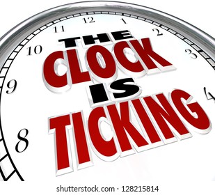 White Clock Words Clock Ticking Symbolize Stock Illustration 128215814