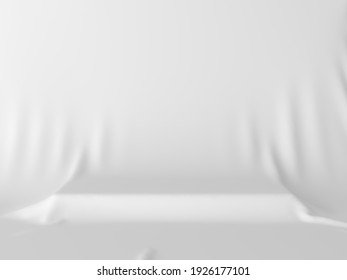White cloth-covered product display platform. 3D Render
