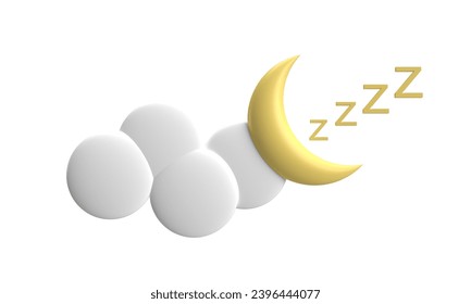 white cloud moon yellow orange colour zzzz white isolated background icon dicut symbol sign decoration world sleep day dream night sleep global poster insomnia rest march 24 date healthy.3d render - Powered by Shutterstock