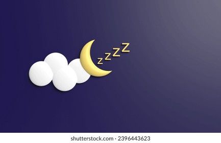 white cloudy moon yellow zzzz blue violet purple background wallpaper copy space symbol sign decoration world sleep day night lifestyle march dream time happy insomnia awareness health.3d render - Powered by Shutterstock