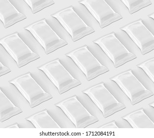 White Cocolate Bar Packaging Mockup, Blank Plastic Candy Container, 3D Rendering Isolated On Light Background