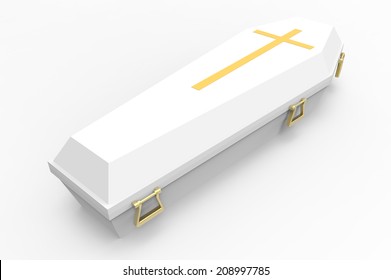 White Coffin, With Shadows, 3d Render