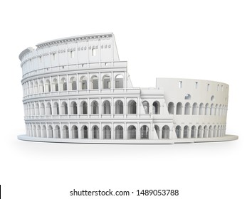 White Coliseum Colosseum Isolated On White Background. Symbol Of Rome And Italy. 3d Illustration