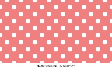 white colour polka dots pattern over light coral red useful as a background