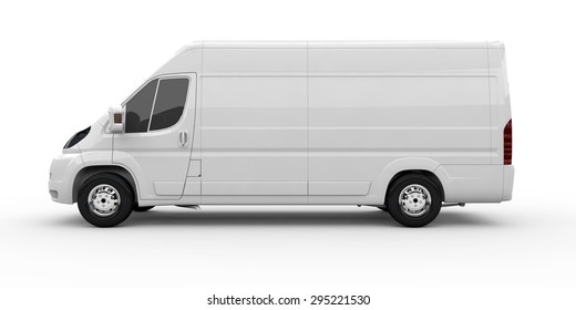 White Commercial Van Isolated On A White Background