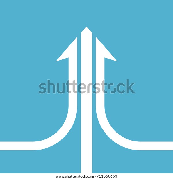White Compound Arrow Consisting Three Ways Stock Illustration 711550663