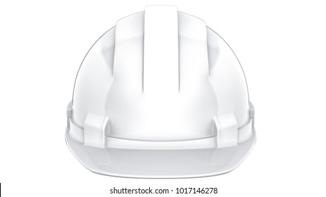 White construction helmet isolated on a white background. 3d rendering of engineering hat