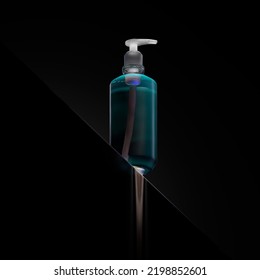 White Cosmetic Dispenser Bottle Mockup On The Dark Background. High Quality 3d Illustration