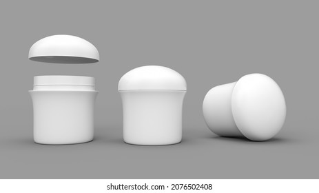 White Cosmetic Jar Dome Shape Blank Cosmetic Container For Cream 3D Rendering