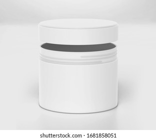 white cosmetic jar mockup with cap, Blank Packaging Realistic mockup template, 3d rendering isolated on light background	
