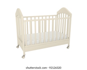 White Cot Isolated On A White Background