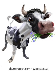 White Cow Black Spots Isolated On Stock Illustration 1248919693