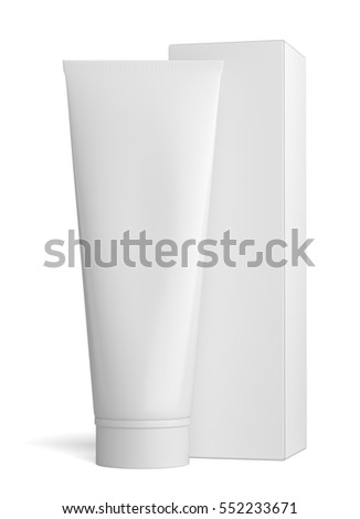 white cream bottle tall white paper stock illustration 552233671