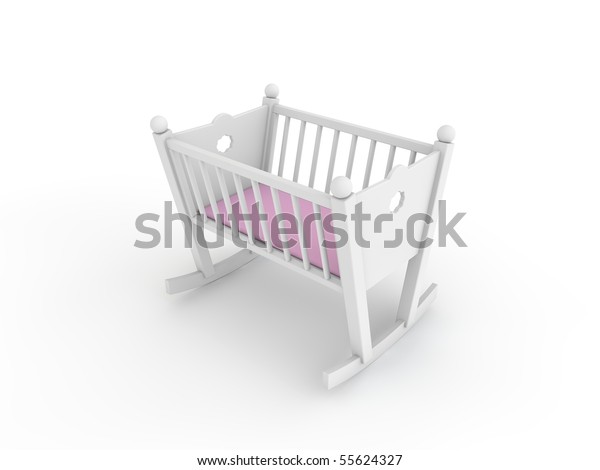 White Crib Baby Girl Stock Illustration 55624327