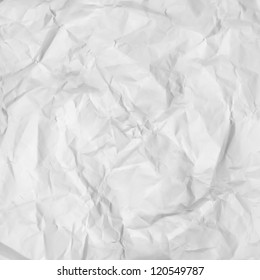 White Crumpled Paper Texture Background