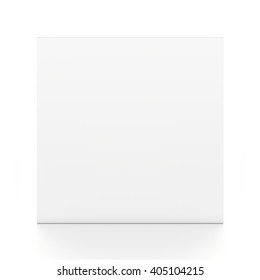 White Cube Blank Box From Front Angle. 3D Illustration Isolated On White Background.