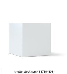 White Cube On Wall Studio Background. 3d Rendering