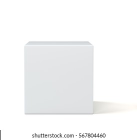 White cube on wall studio background. 3d rendering