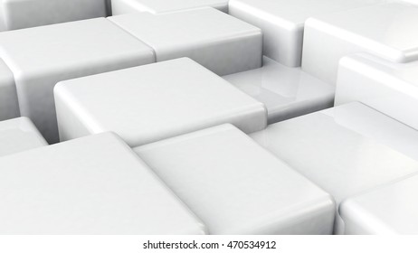 White cubes background. 3d render illustration