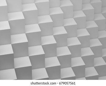 White Cubes pattern, 3d render illustration
