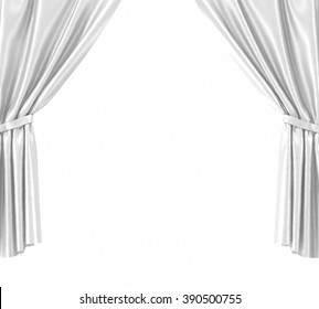 White Curtain Isolated On White Background.