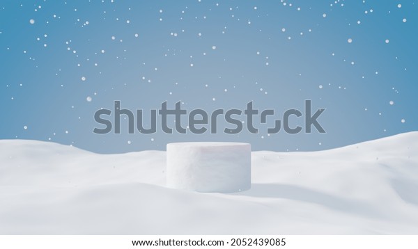 White Cylider Snow Podium Snow Fall Stock Illustration 2052439085 ...