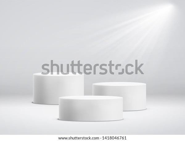 白い円柱のテンプレート 3dベーススタンドプロディオまたはスタジオペデスタル円形プラットフォームショールームイラスト のイラスト素材