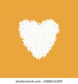 White Daisy Flower Heart Pattern isolated on orange background. - Powered by Shutterstock