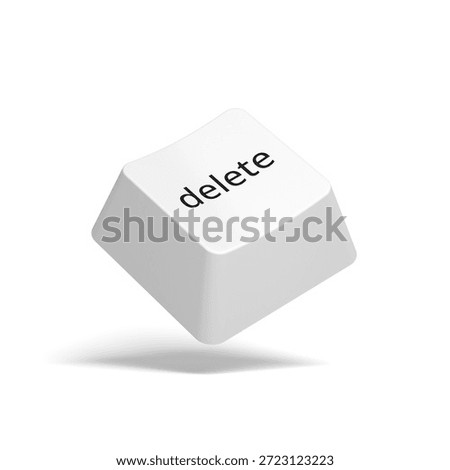 White delete key. Button. 3d illustration.