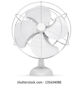 White Desk Fan. Isolated Render On A White Background