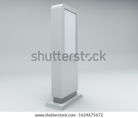 
White digital screen support. High definition LCD digital signage side view. Multimedia screen monitors. Outdoor advertising Blank screen signage. 3d illustration