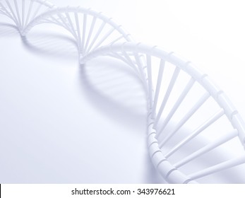 White Dna Structure Abstract Background, 3D Illustration.