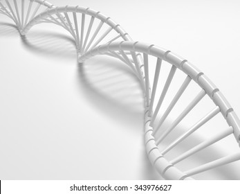 White Dna Structure Abstract Background, 3D Illustration.