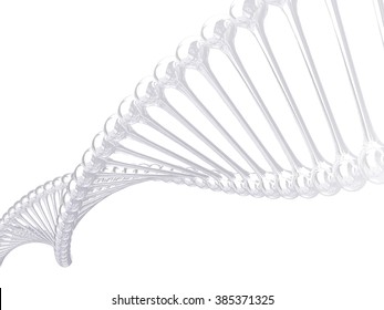 White Dna Structure Abstract Background, 3D Illustration.