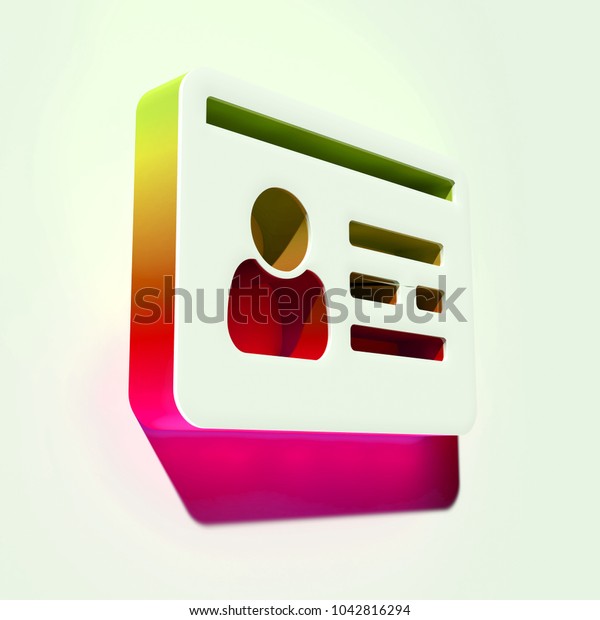 White Drivers License Icon. 3D Illustration of\
White Card, Driver, Id, Identity, License Icon With Yellow and Pink\
Gradient Shadows.