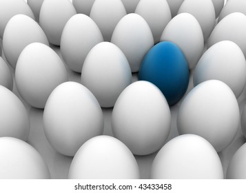 white eggs and one blue