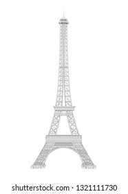 White Eiffel Tower Isolated. 3D Rendering