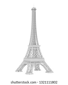 White Eiffel Tower Isolated. 3D Rendering