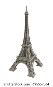 White Eiffel Tower On White Background, 3D Rendering