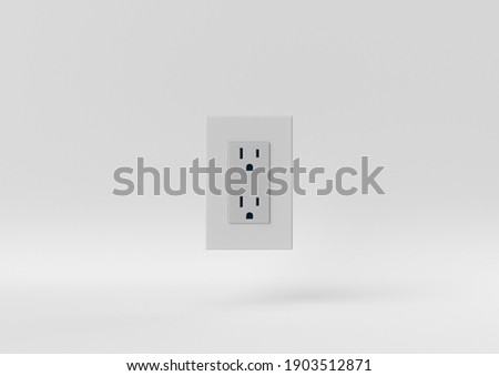 white Electrical sockets floating on white background. minimal concept idea. monochrome. 3d render.