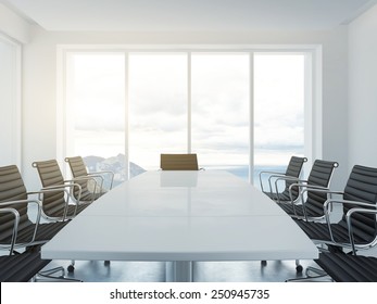 White empty conference room. 3d rendering