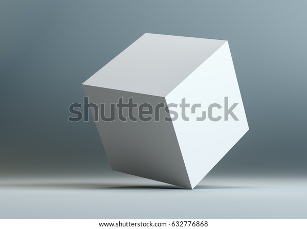 角に白い空の立方体が立っている 暗い青の背景 3dイラスト のイラスト素材