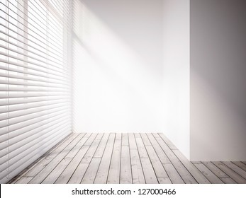 White Empty Interior With Blinds