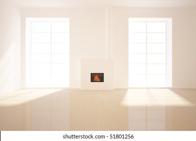 white empty interior with fire - Shutterstock ID 51801256