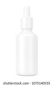 White Empty Mockup Eye Dropper Bottle On A White Background. 3d Rendering 