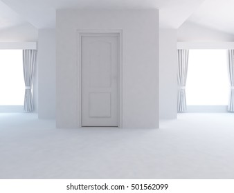 White Empty Room Door Living Room Stock Illustration 501562099 ...