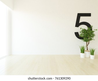 White empty room interior. 3d illustration