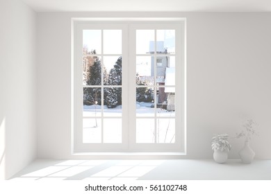 White Empty Room Winter Landscape Window Stock Illustration 561102748 ...